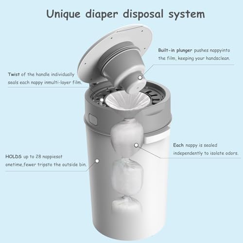 Bellababy diaper bin showing open lid mechanism