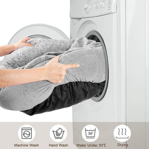 JOEJOY Small Dog Bed Cat Bed with Hooded Blanket, Cozy Cuddler Luxury Puppy Pet Bed, Donut Round Calming Anti-Anxiety Dog Burrow Cave Bed - Anti-Slip Bottom and Machine Washable 23 inch - Image 7