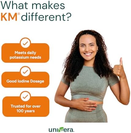 Close up view of the top cap and neck packaging of the premium imported Univera Km pH balance dietary tonic.