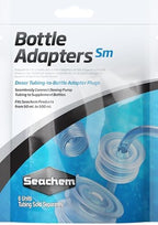 Close up view of the small dosing pump tubing connector plug for aquarium bottles.