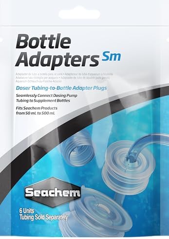 Close up view of the small dosing pump tubing connector plug for aquarium bottles.