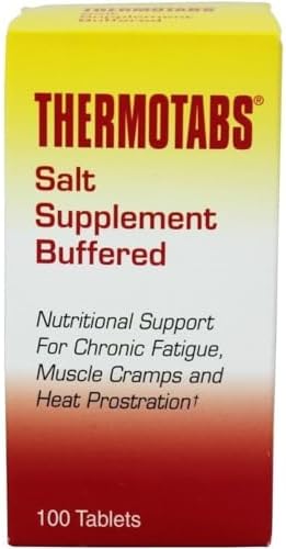 Thermotabs authentic USA imported salt tablets side profile displaying ingredients.