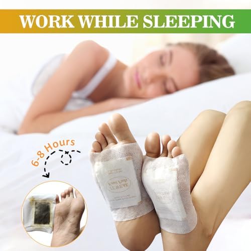 Step by step application of ginger foot patches on the sole of the foot.