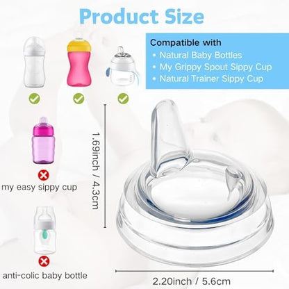 Close up view of the anti colic V shaped vent on the replacement silicone spout.