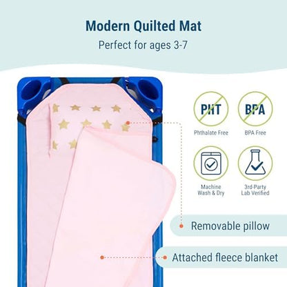 Toddler sleeping on Wildkin modern nap mat