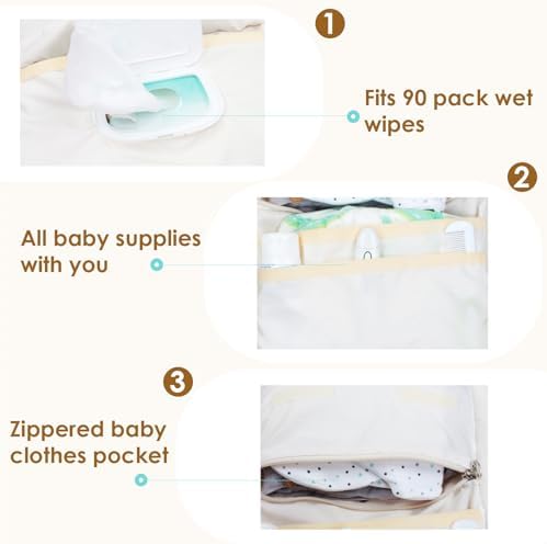 Modakids waterproof mini diaper bag displayed with stroller straps attached
