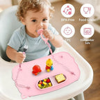 BPA-free silicone travel placemat rolled up for diaper bag storage