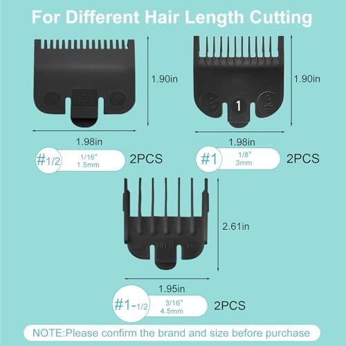 Black attachment combs numbered half and one laid out sequentially