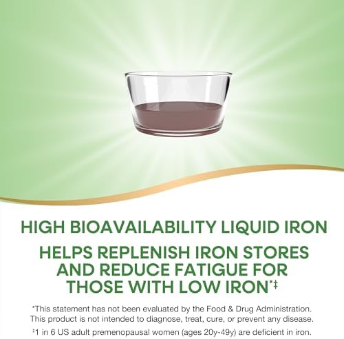 Nature's Way Liquid Iron berry flavor supplement bottle back label showing nutritional facts