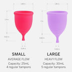 Compact menstrual cup sanitizer kit with two reusable silicone period cups
