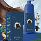 Back label of plant based hair dye shampoo showing instructions and ingredients list