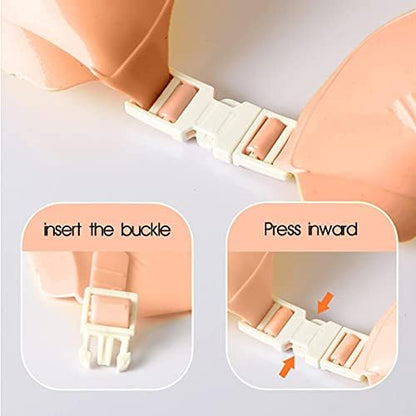 Adjustable safety buckle feature on Fusacony shower cap