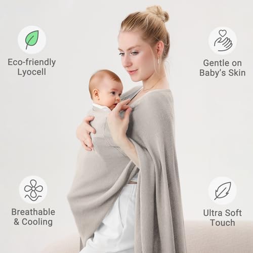 Close up of breathable Lyocell fabric texture on Pinuotu breastfeeding cover