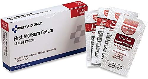 Individual sterile 0.9 gram burn relief packets with lidocaine for minor wound care and infection prevention.