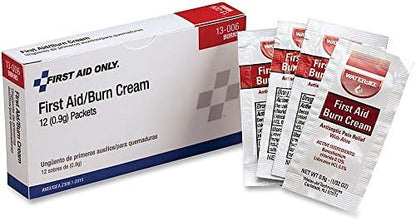 Individual sterile 0.9 gram burn relief packets with lidocaine for minor wound care and infection prevention.