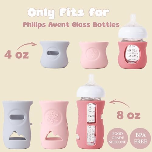 Silicone protective cover for 4 ounce baby bottle on glass bottle
