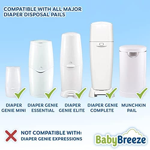BabyBreeze Diaper Pail Refill Bags Compatible with Playtex Diaper Genie Pails Odor Absorbing Diaper Disposal Trash Bags - 1400 Count (5-Pack) - Image 5