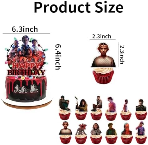 Detailed view of cardstock character graphics on cake toppers