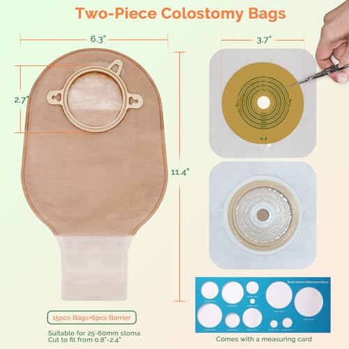 Close up view of the cut to fit hydrocolloid skin barrier with stoma measuring card