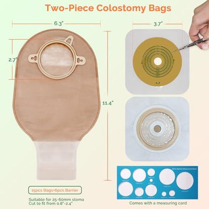 Close up view of the cut to fit hydrocolloid skin barrier with stoma measuring card