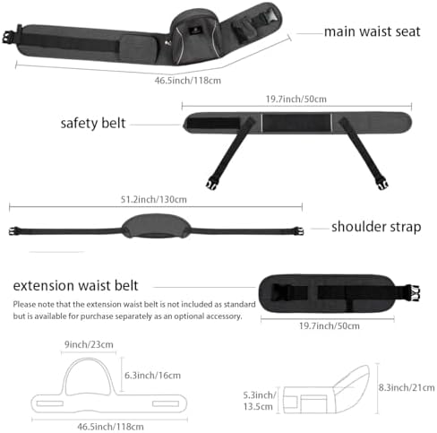 Honch toddler hip seat displaying the dual high-visibility night reflective safety strips on the front surface.
