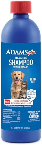 Adams Plus Flea and Tick Shampoo with Precor back label showing ingredients and directions.