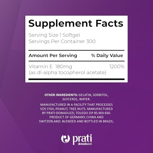 Prati Donaduzzi 400 IU vitamin E bottle back ingredients view