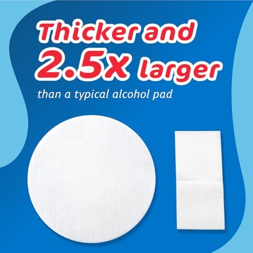 Top view of screw-on moisture lock lid preventing alcohol evaporation for 100 count pads.