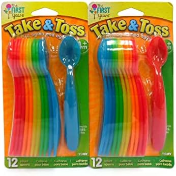 Take and toss baby feeding utensils stack in vibrant colors