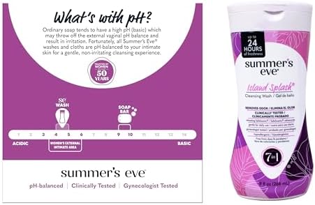Side view of Summer's Eve 9 fluid ounce intimate wash imported from USA.