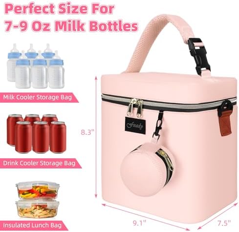 Mancro insulated baby bottle tote showing 6 bottle capacity