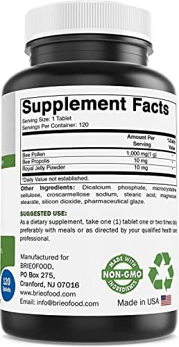 Brieofood Bee Pollen Complex supplement facts label overview