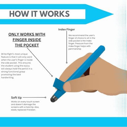 Durable non toxic children writing stylus showing side grooves
