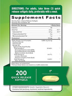 Nature's Truth Triple Omega 3 6 9 supplement label showing 3600 milligrams potency