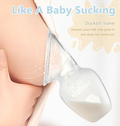 Demonstration of the flexible food grade silicone body of the Yahaa hand pump breastmilk saver.