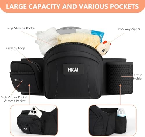 Hkai ergonomic baby carrier showing breathable mesh fabric details
