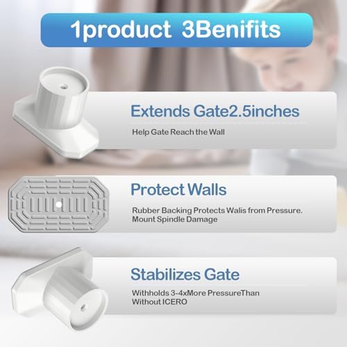 Child safety gate wall guard protectors installed on a white wall