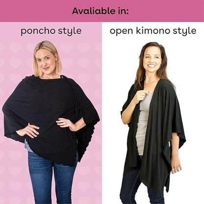 Bamboobies maternity shawl worn as a fashion accessory