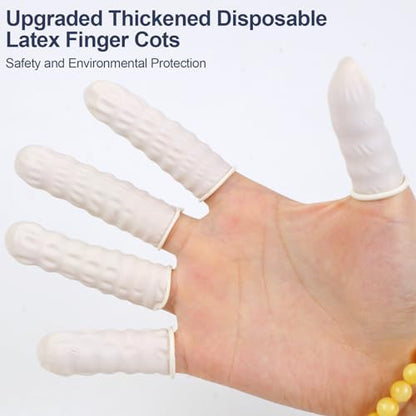 Medium size white rubber finger protectors pre rolled for easy application.