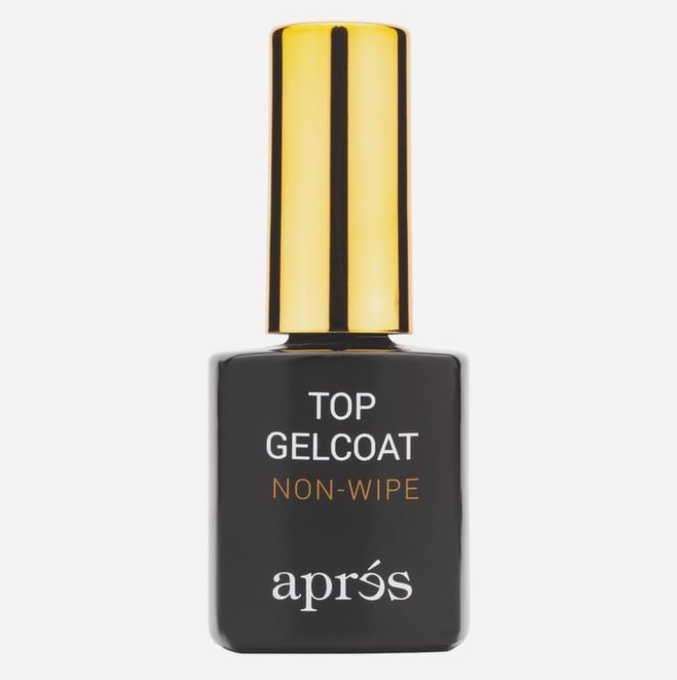 APRÉS Non Wipe Glossy Top Gelcoat 15ml bottle front view clear professional nail topcoat