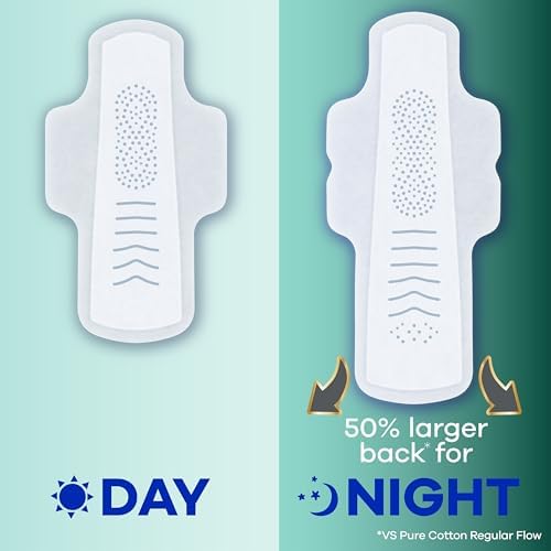 Always Pure Cotton feminine pads with wings unfolded view showcasing the 50 percent larger back.