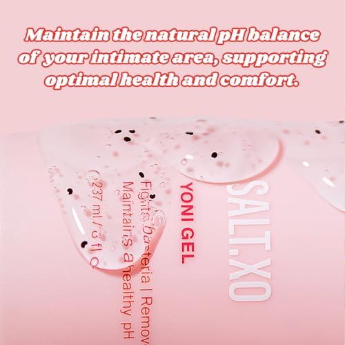 Salt.xo Yoni Gel packaging highlighting pH balance and cruelty-free claims.
