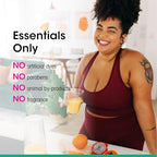 Clear liquid consistency of vH essentials pH balanced daily wash for women.