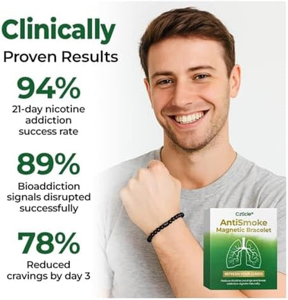 Anti nicotine craving therapy bracelet stretch design suitable for all wrist sizes