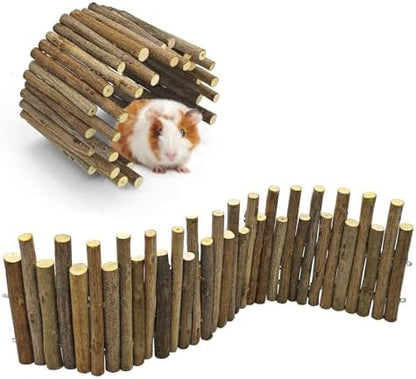 Bendable Hamster Bridge with Cage Platform, Approx. 12 in Wooden Fence for Hamster Cage Accessories, Flexible Pine Ladder Divider for Syrian Dwarf Hamster, Gerbil, Rat & Mouse - Image 2