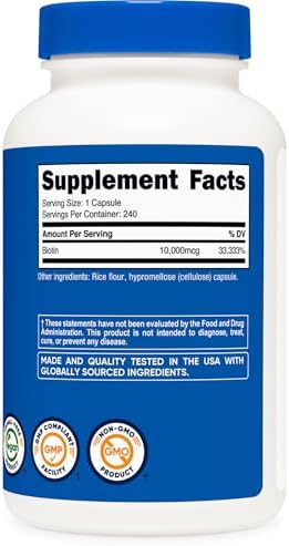 Vegetarian gluten-free biotin capsules for healthy hair growth support