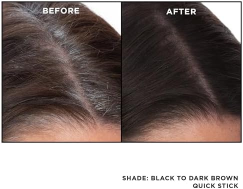 Demonstration of the self adjusting color technology matching dark brown and black roots