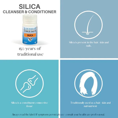 Side angle of the authentic imported Schuessler Tissue Salts Silicea mineral supplement bottle label.