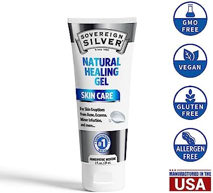 Sovereign Silver homeopathic skin care gel for redness reduction.