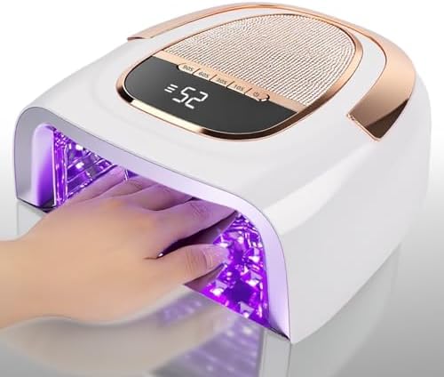 Rechargeable UV LED nail light with hand inside showing smart auto sensor activation